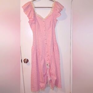 Panhandle Slim Pink Eyelet Prairie Dress with Cream Lace Trim